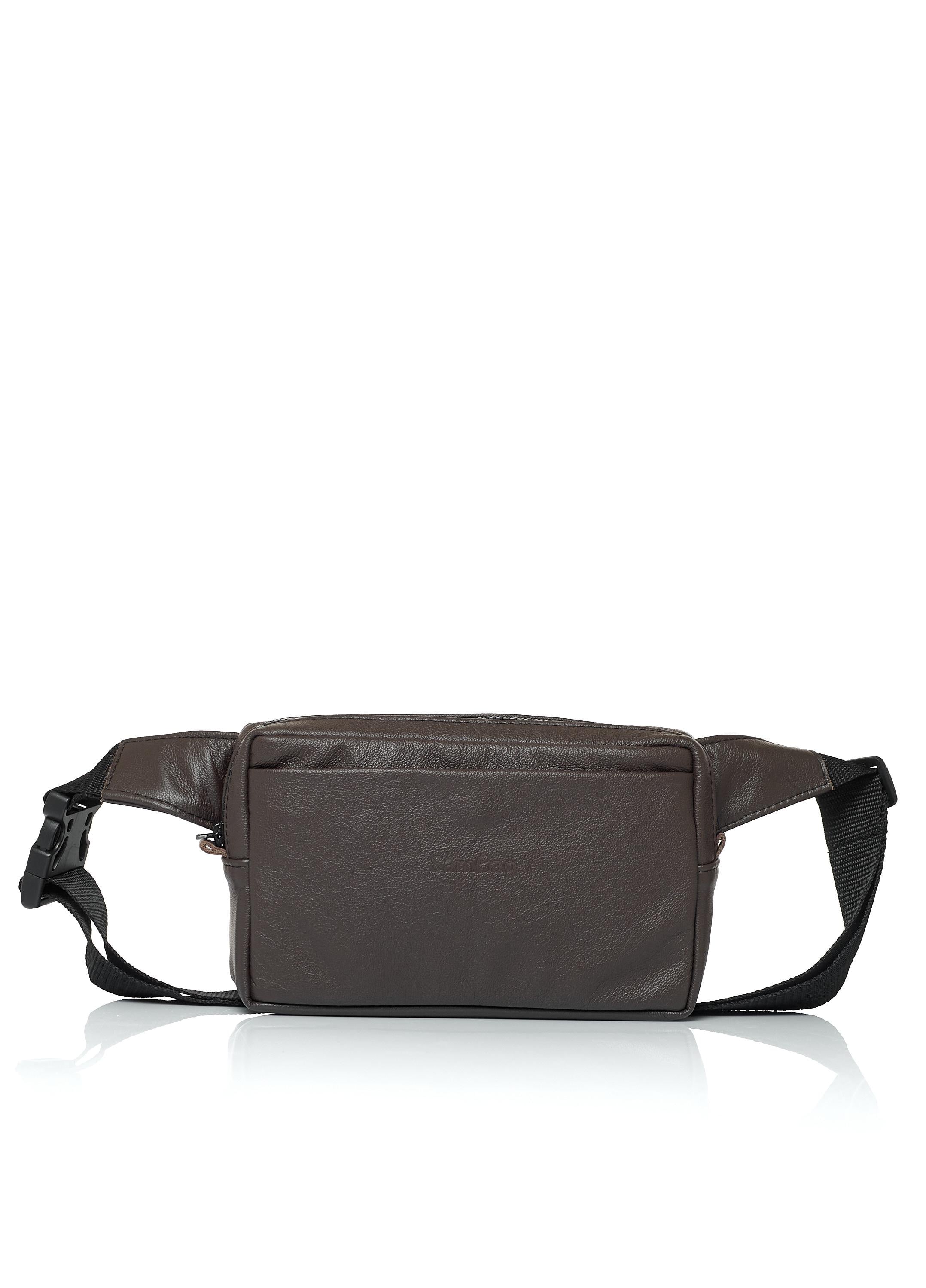 Чоловіча шкіряна сумка бананка Sambag 0ST Коричневий (17084)