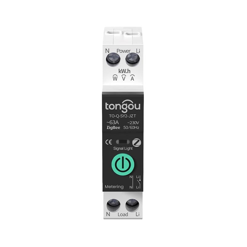 Умный ZigBee выключатель Tongou с полной защитой/счетчиками/таймером 1P+N 1-63A 230V Smart Life/Tuya (TO-Q-SY2-JZT)