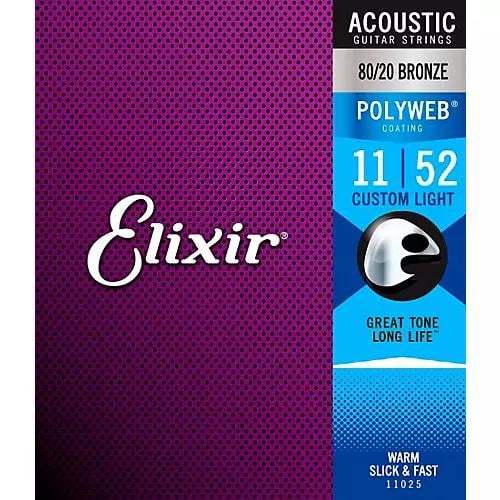 Струни Elixir 11025 POLYWEB 80/20 Bronze 11-52 Custom Light (1195)