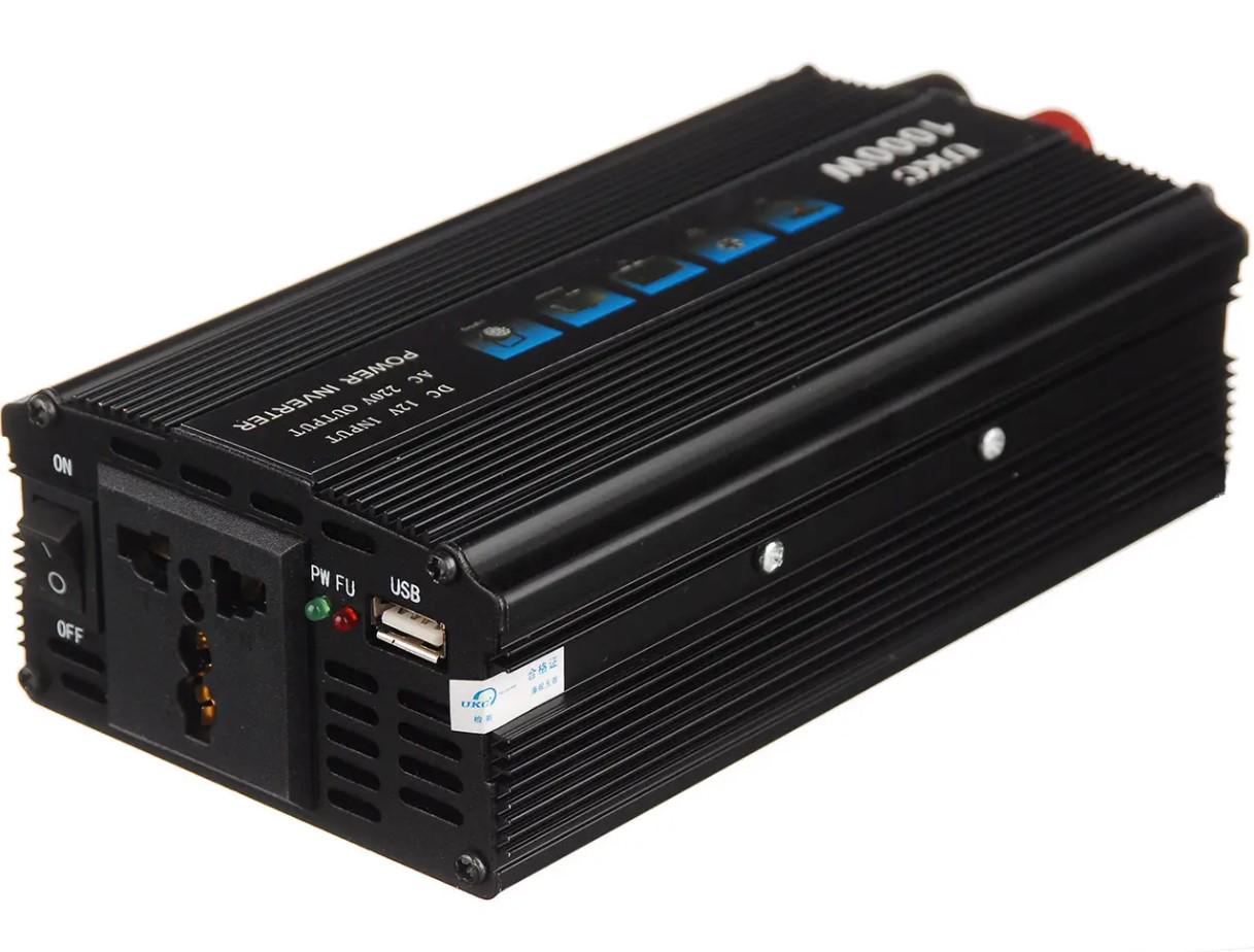 Преобразователь напряжения UKC SSK-1000W 12 V-220 V Черный