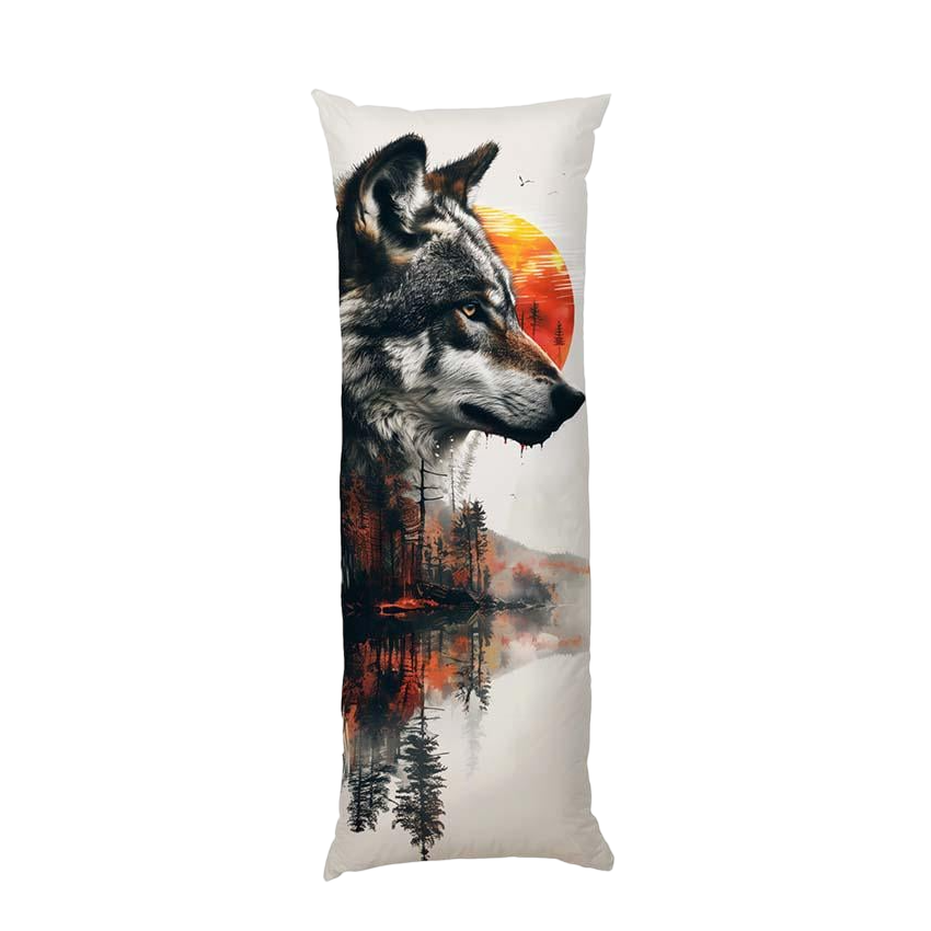 Подушка дакимакура Forest wolf Against the background of the Sun габардин 70х30 см (113834)