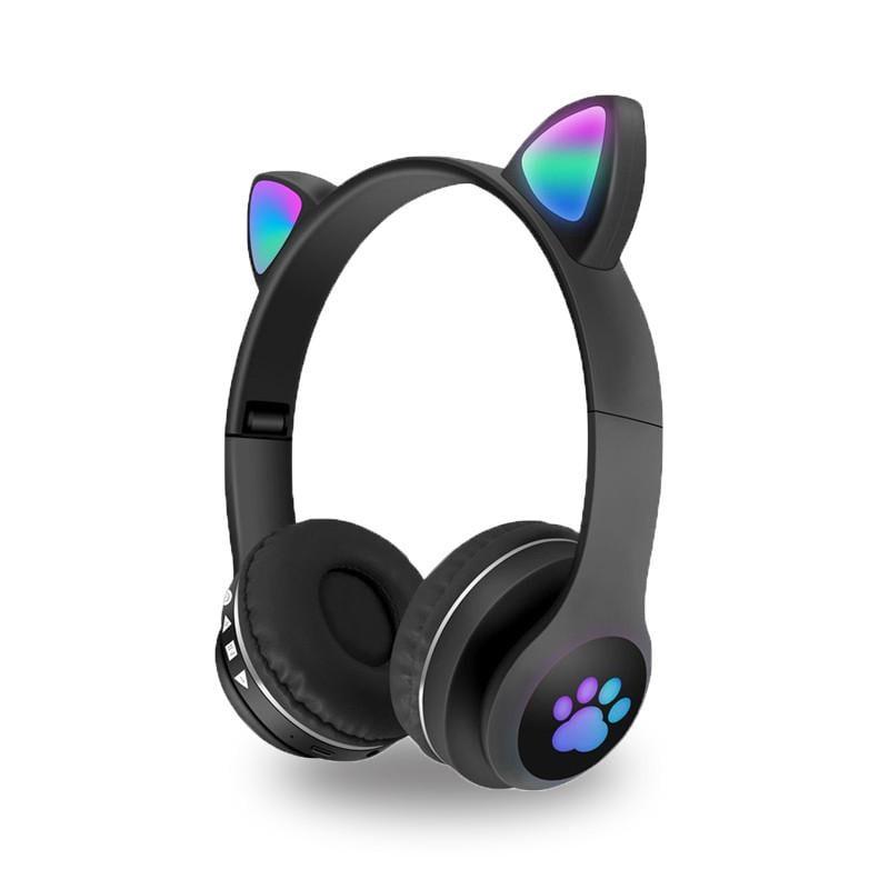 Наушники беспроводные Wireless Headset MZ-023 с ушками и подсветкой Черный (1010652-Black)