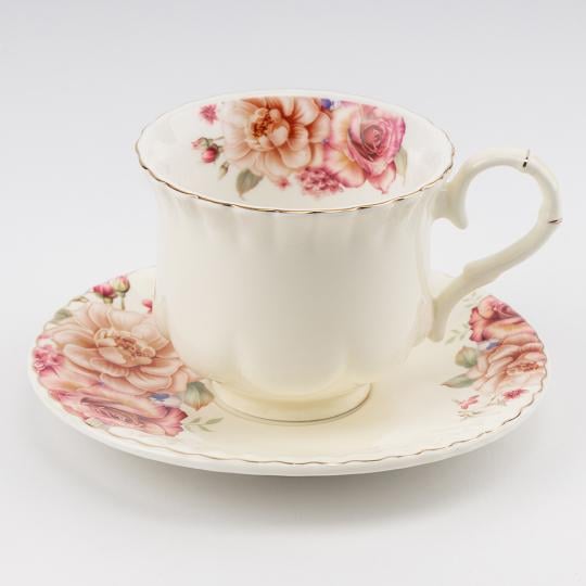 Набор чашек с блюдцами Букет розовый 260 мл на 6 персон (90908) - фото 2