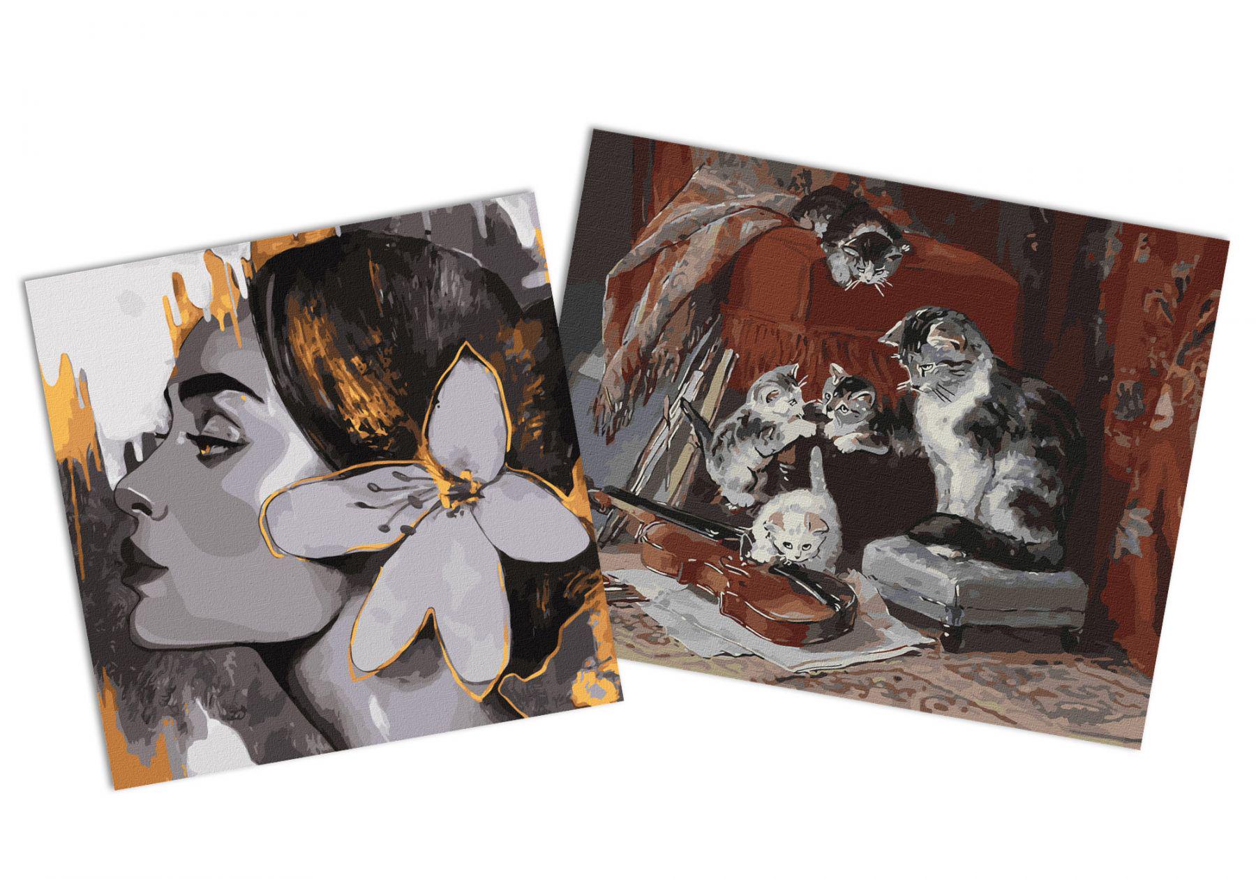 Набор картин по номерам Идейка 2в1 Маленькие музыканты 40x50 см KHO4331 и Изящный профиль 40x40 см KHO4813 (CKHO1365)