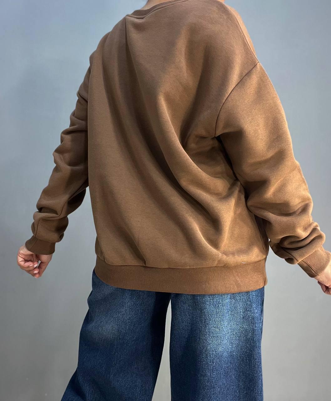 Свитшот женский QUZEN 488 long beach флис утепленный M Коричневый (883) - фото 3 Свитшот женский QUZEN 488 long beach флис утепленный M Коричневый (883) - фото 3