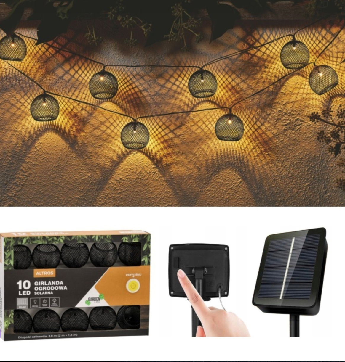 Гирлянда солнечная для террасы GardenLine SOL3651 10 LED теплый белый 3,8 м (1212) - фото 4 Гирлянда солнечная для террасы GardenLine SOL3651 10 LED теплый белый 3,8 м (1212) - фото 4