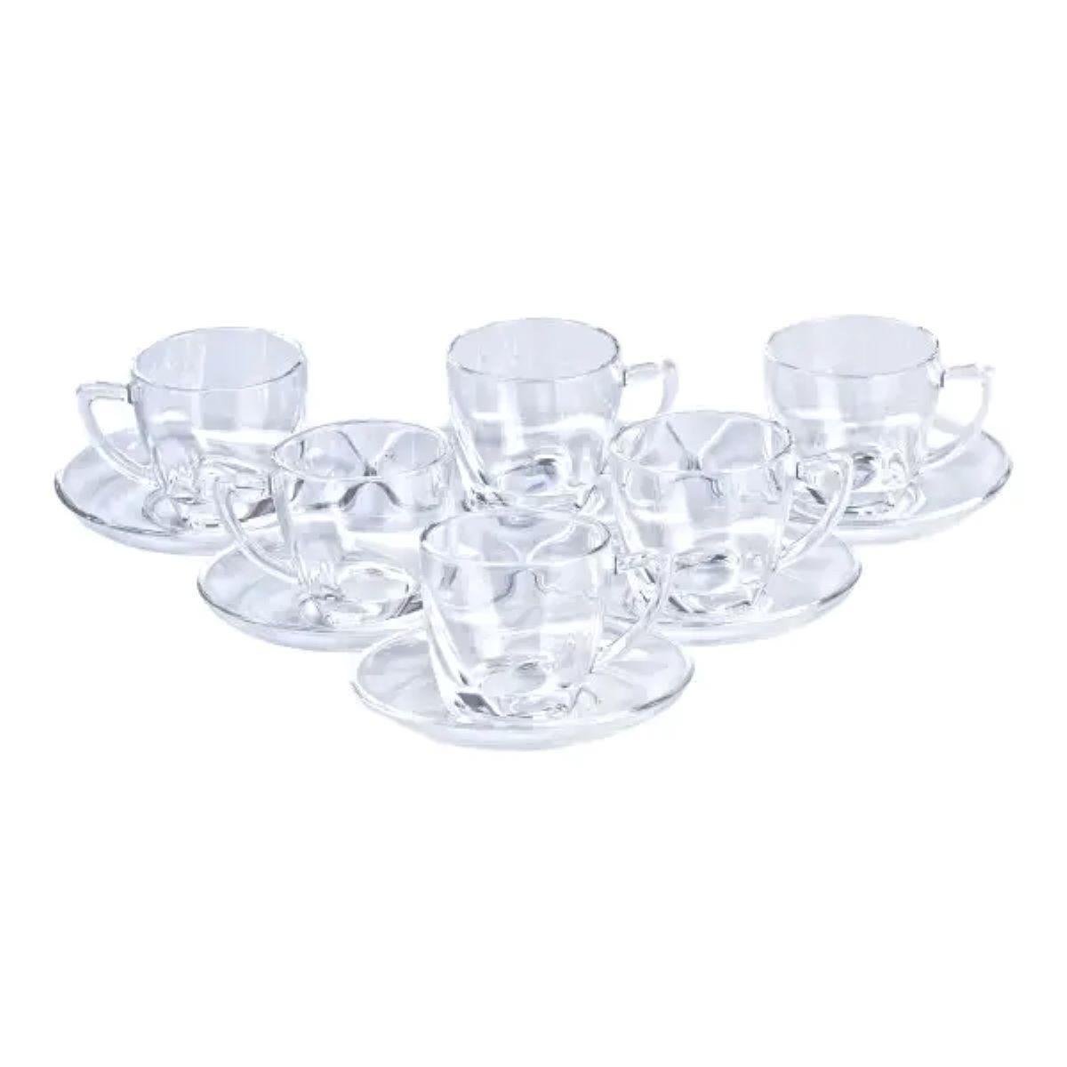Набор чашек с блюдцами Прозрачный 6 шт. по 200 мл Прозрачный (HP572) Набор чашек с блюдцами Прозрачный 6 шт. по 200 мл Прозрачный (HP572)