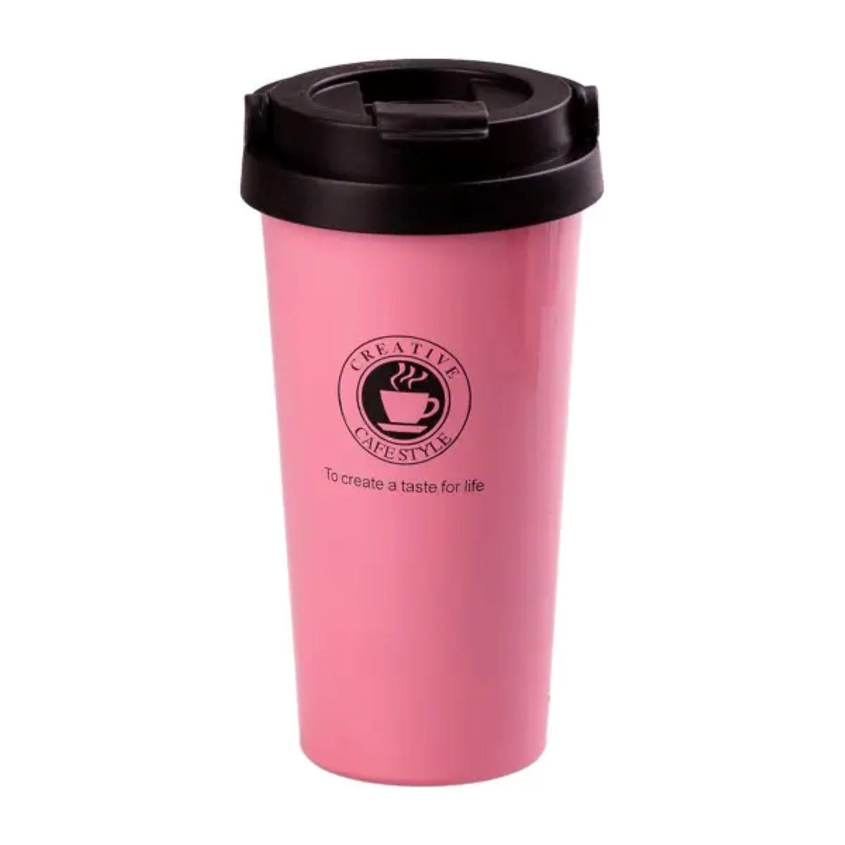 Термос нержавіюча сталь з ручкою 0,5 л Рожевий (3302)