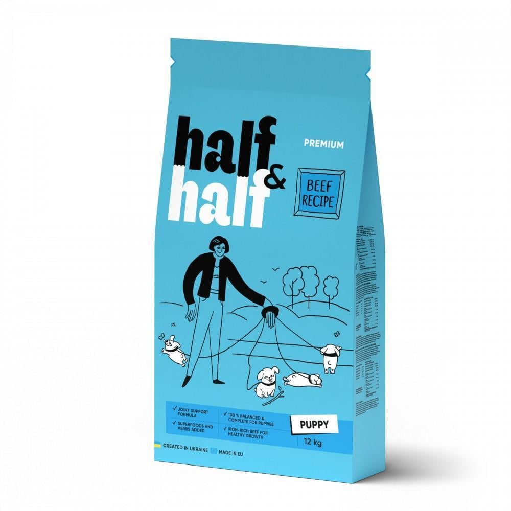 Корм сухой для щенков всех пород Half&Half с говядиной 12 кг (SZ1111175735)