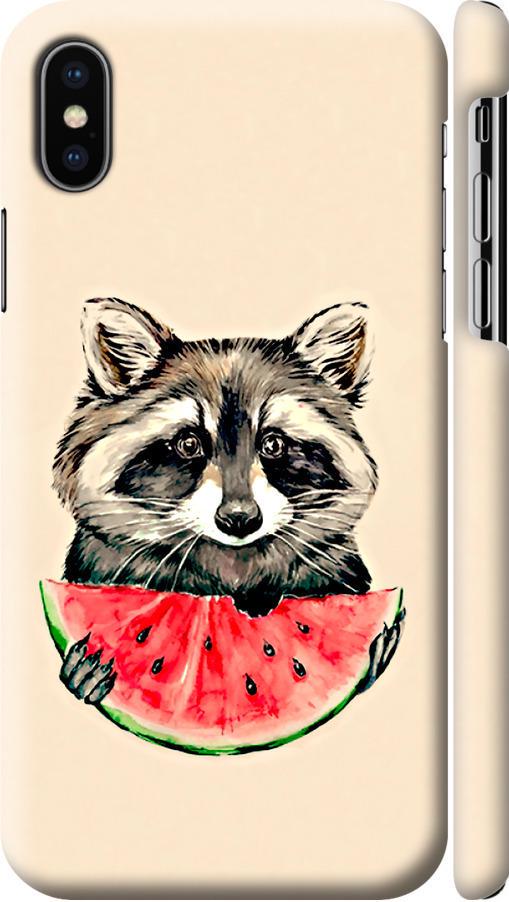 Чехол на iPhone X Енотик с арбузом (4605m-1050-42517)