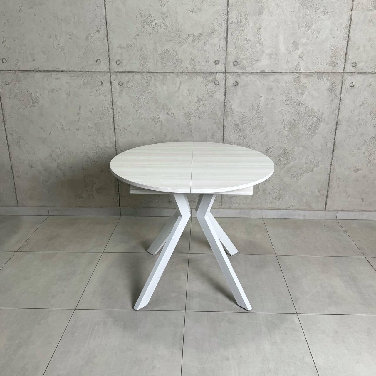 Стол раздвижной круглый Lite D800 Ясен Серфсайд/Белый мат (УТП026646) - фото 1