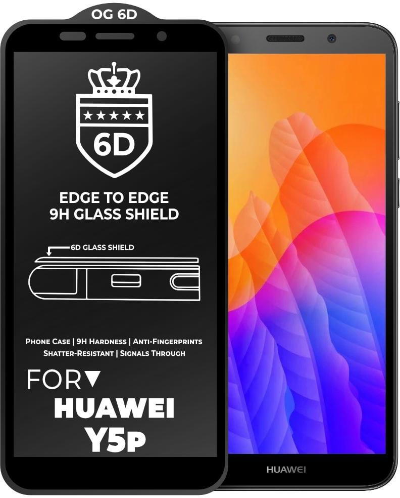 Защитное стекло 6D OG Crown для Huawei Y5p Black (19051)
