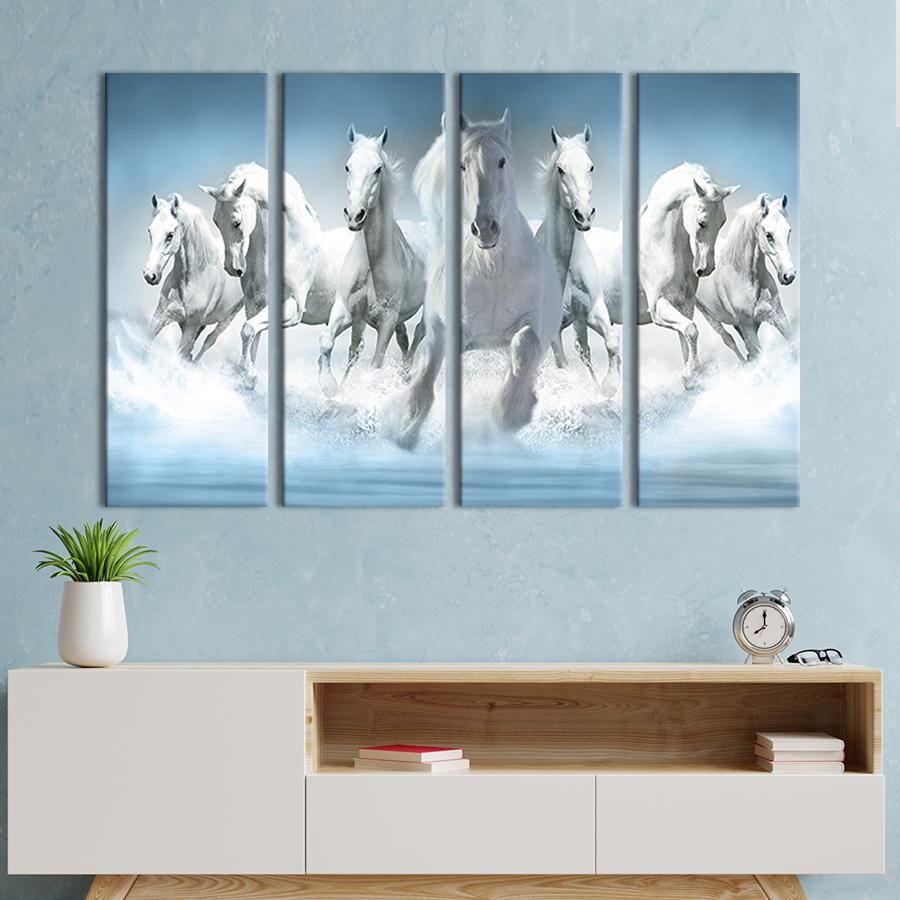 Модульная картина на холсте Полиптих Белые кони на голубом фоне 89x53 см (189-41) Модульная картина на холсте Полиптих Белые кони на голубом фоне 89x53 см (189-41)