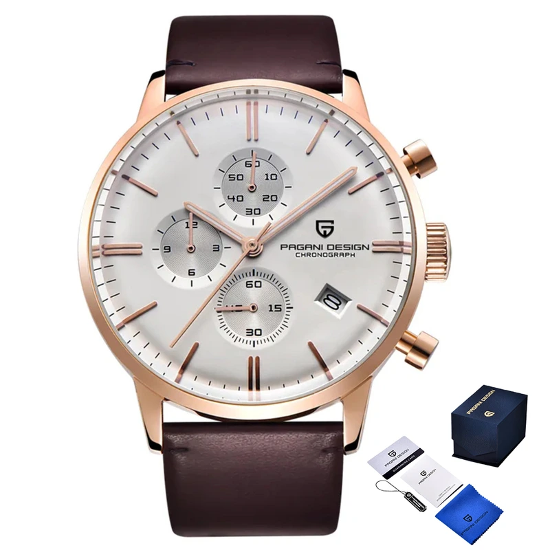 Наручний годинник Pagani Design PD-2720 Gold/White/Brown Наручний годинник Pagani Design PD-2720 Gold/White/Brown