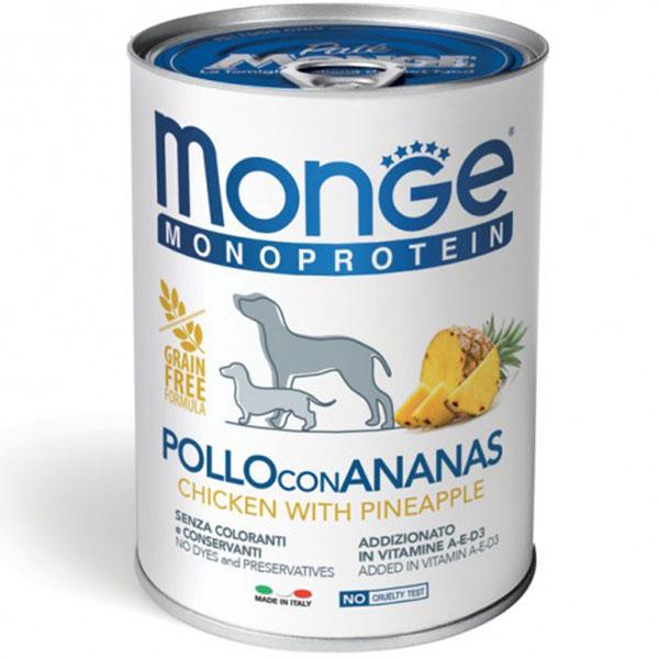 Корм для собак влажный Monge Dog Wet FRUIT MONOPROTEIN курица с ананасом 400 г (000025663)