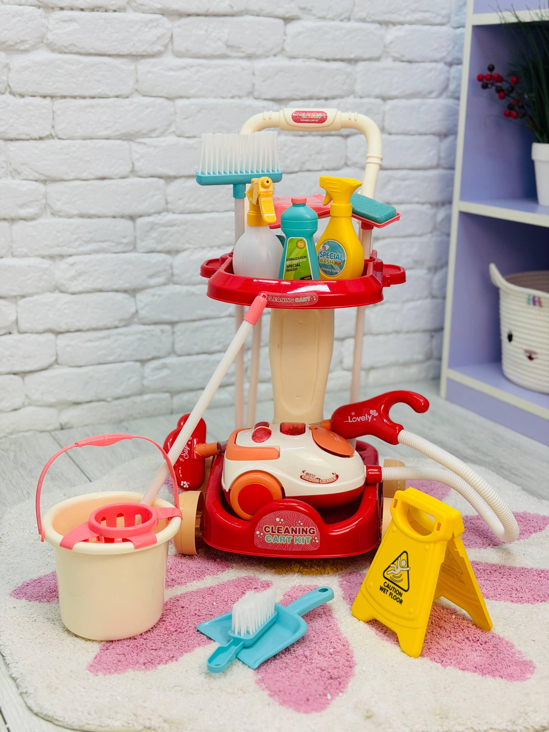 Детский набор для уборки 11 пр. Бело-розовый (2545)