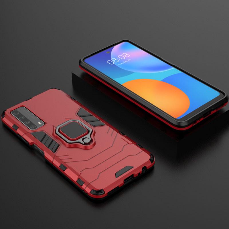 Протиударний Чохол Epik для Huawei P Smart (2021) Transformer Ring for Magnet Червоний/Dante Red - фото 5