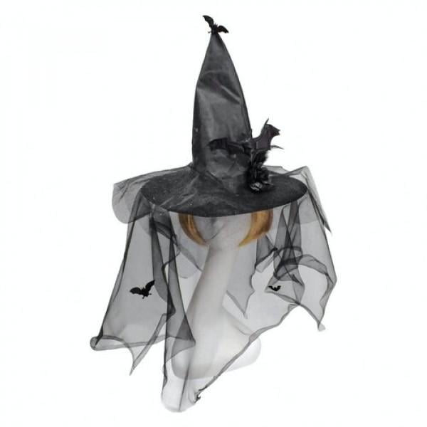 Декор на Хэллоуин Seta Колпак Ведьмочка с розой (18-991BLK)