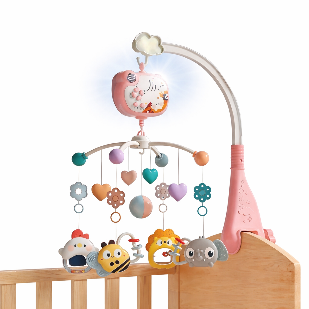 Мобиль на кроватку WToys музыкальный с таймером/проектором/пультом Розовый (2982396335)