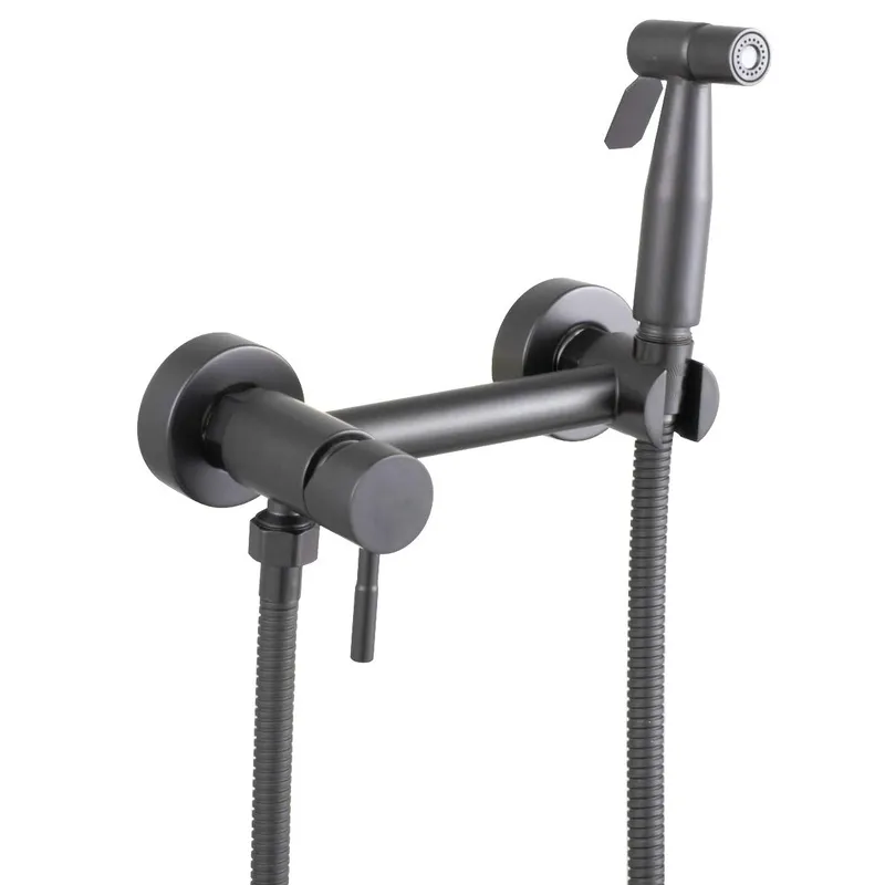 Смеситель настенный с гигиеническим душем Mixxus SUS-222 из нержавеющей стали SUS304 Graphite (MX9884)