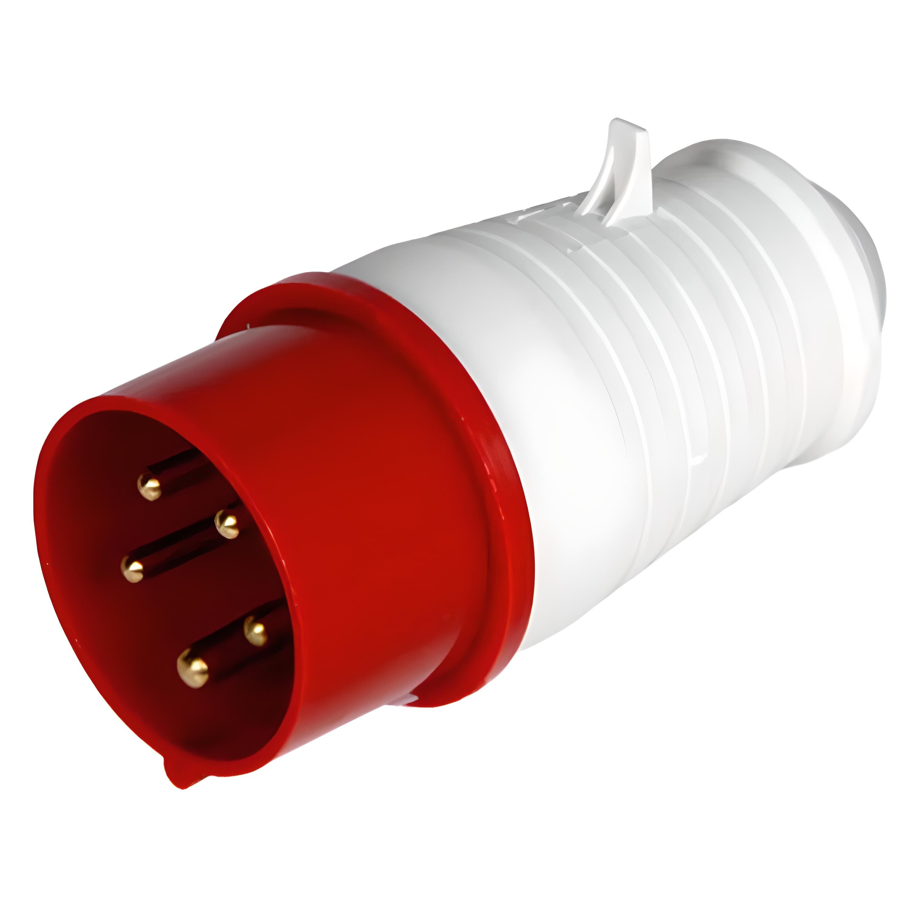 Вилка силовая с заземлением E.NEXT e.plug.pro.5.16 3P+N+PE Белый с красным (p011007) - фото 1