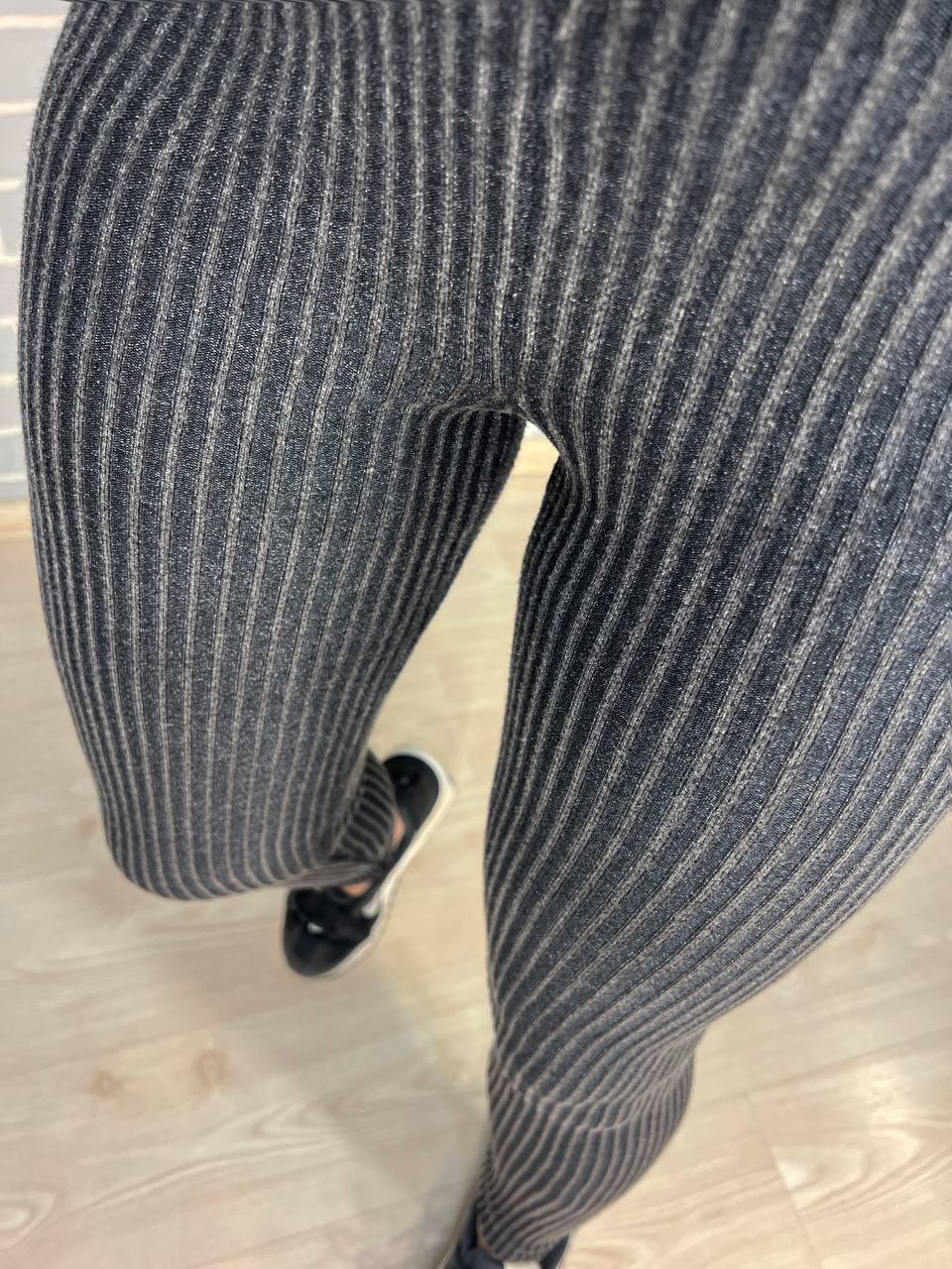 Лосины женские U 166 варенка широкий рубчик плотные теплые высокая талия OS Черный (2939) - фото 2