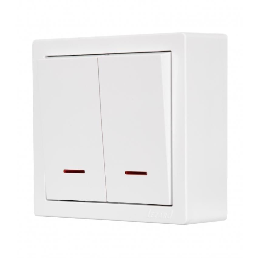Вимикач двоклавішний Lezard Leto з підсвіткою Білий (752-0200-112)