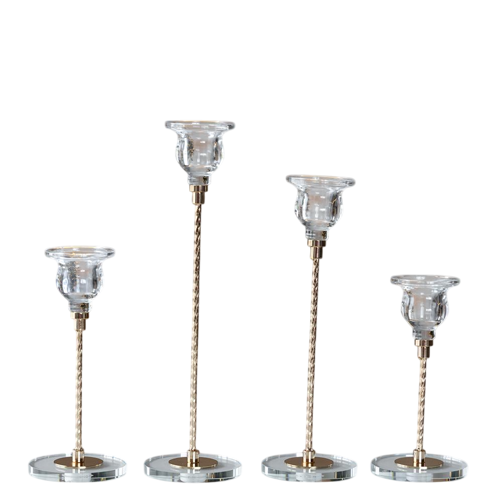 Набір декоративних свічників для інтер'єру Вечірня мелодія 4 шт. зі скла та металу Прозорий (147-81-9285-002) - фото 1