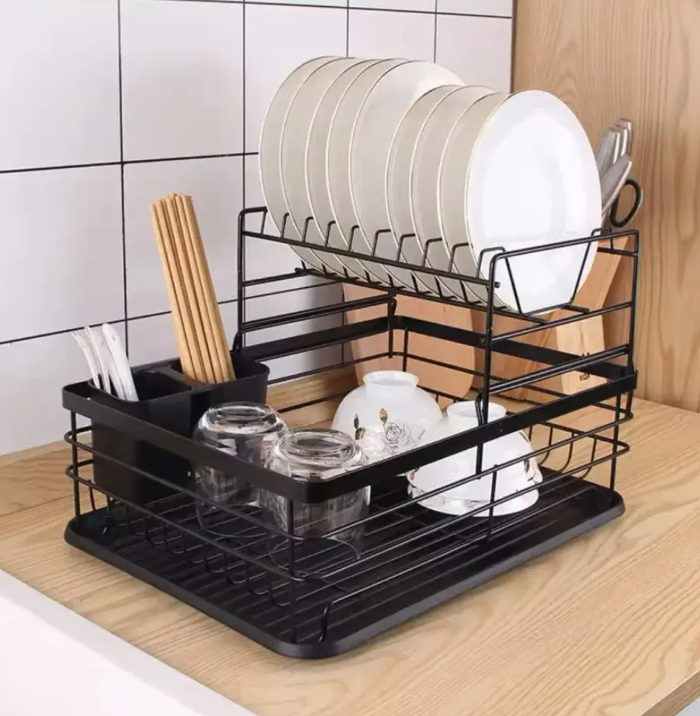 Сушарка для посуду kitchenware AND-1 настільна двоярусна з тримачем для тарілок зручна (2053799)
