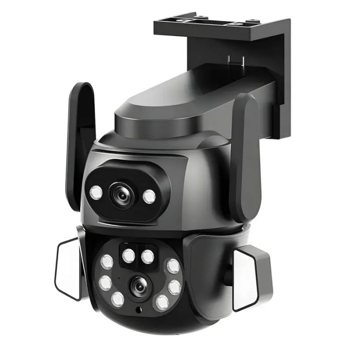 Камера зовнішня вулична поворотна подвійна Wi-Fi DOUL CAM Q-821 FULL-HD 4Mp нічна зйомка Чорний (2146646692)