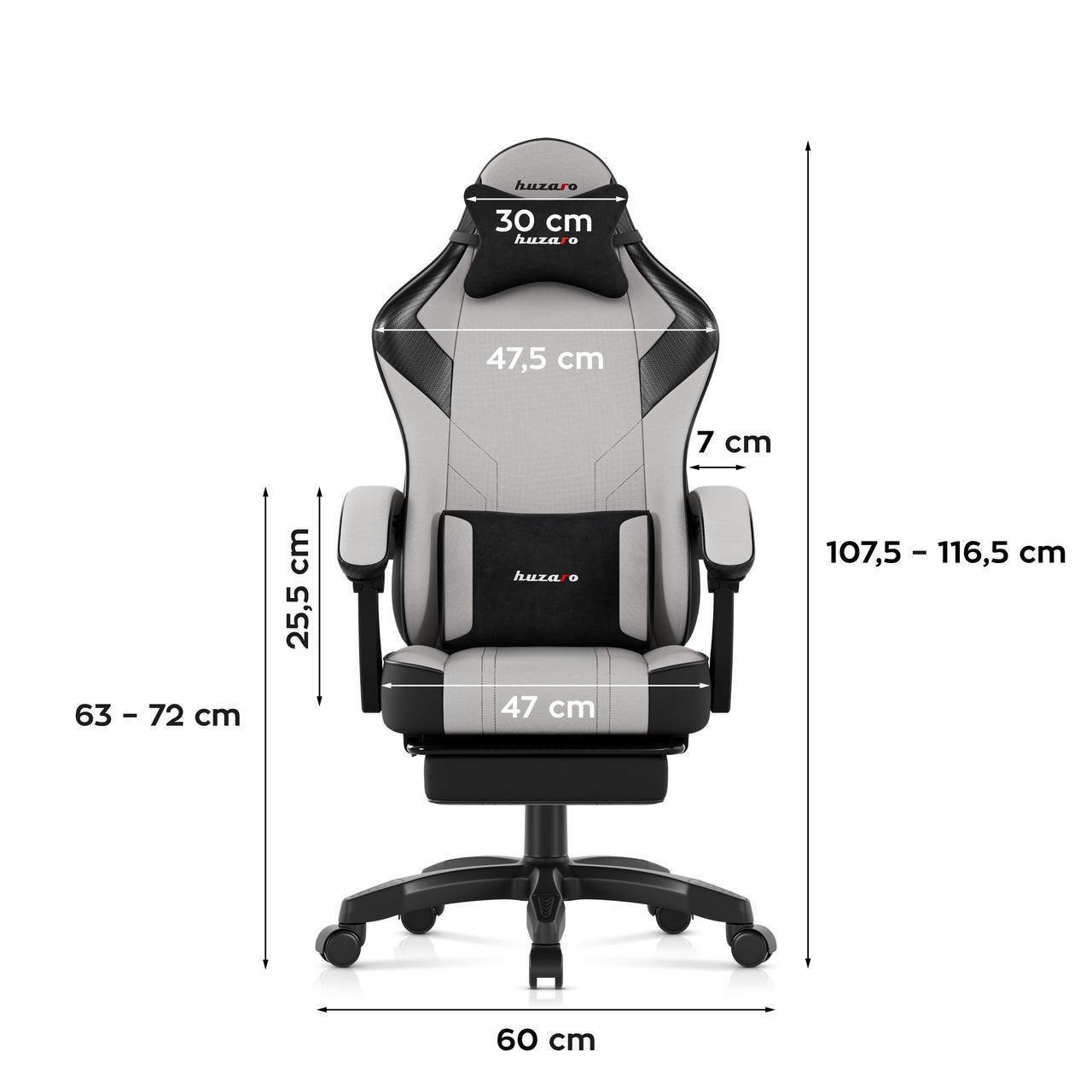 Крісло комп'ютерне Huzaro Force 3.7 Grey тканина (29953295) - фото 8