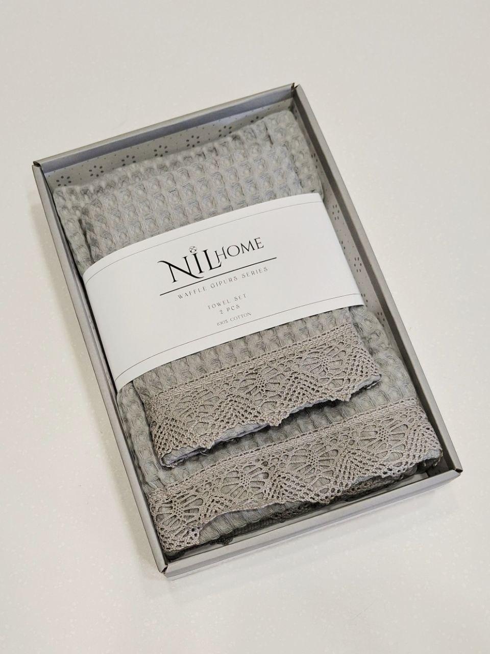 Полотенца вафельные NIL Home подарочный набор 2 шт. Серый (2758) Полотенца вафельные NIL Home подарочный набор 2 шт. Серый (2758)