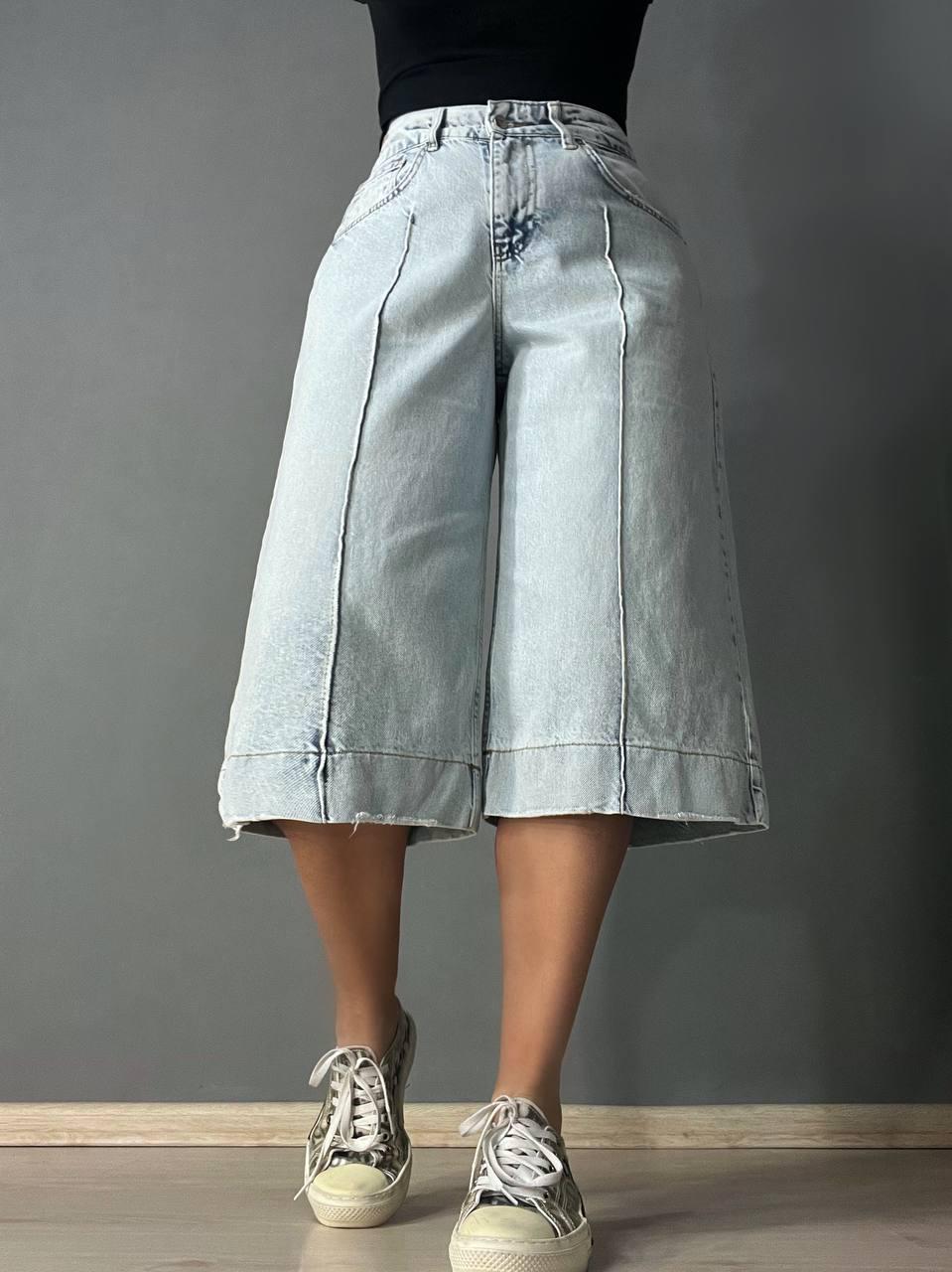 Шорти жіночі джинсові Sherocco 392-1 бермуди довгі з манжетами та стрілкою р. 26 Блакитний (4294)