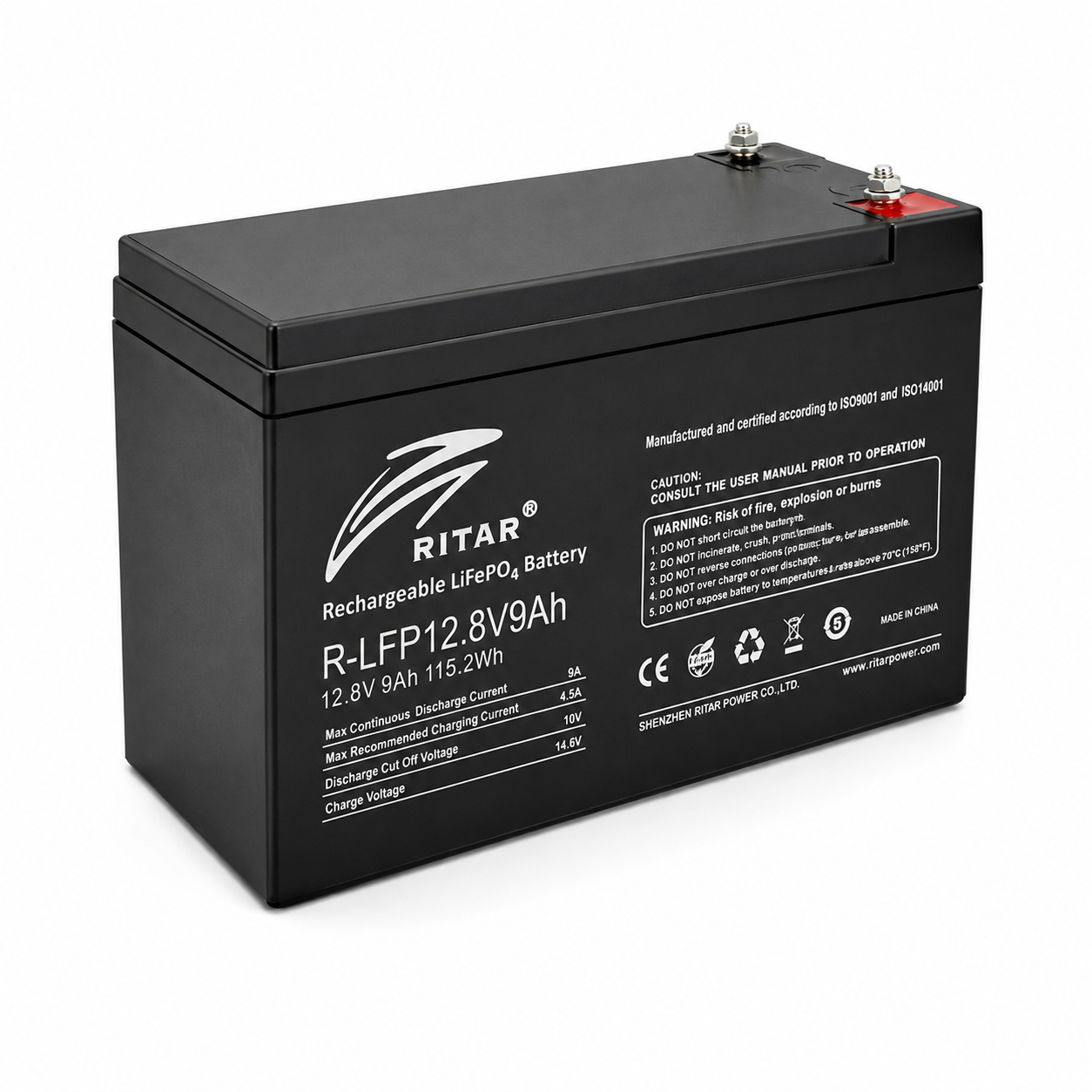 Аккумуляторная батарея Ritar 12V 9 Ah 4,5А 4500 циклов LiFePo4 Черный (35386344)
