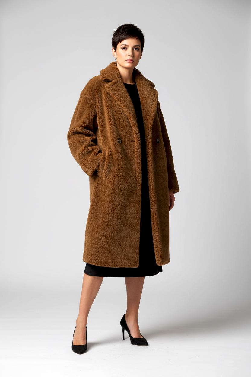 Шуба из натуральной шерсти Number Nine MM-12 р. 48 Коричневый (MM-12-48)