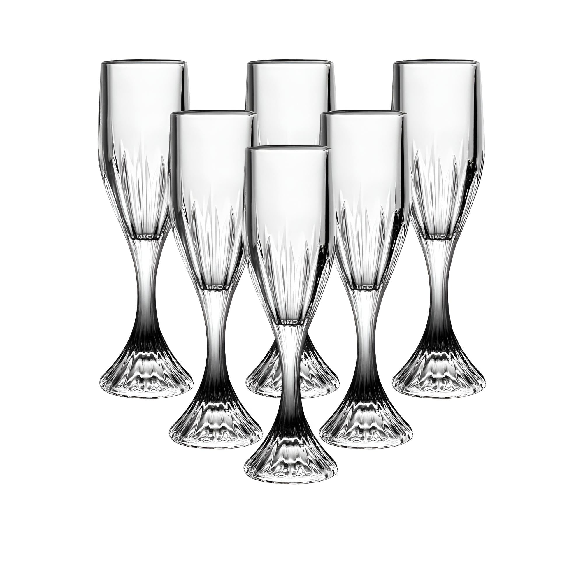 Набор бокалов для шампанского на массивной ножке 6 штук по 175 мл Прозрачный (HP551)