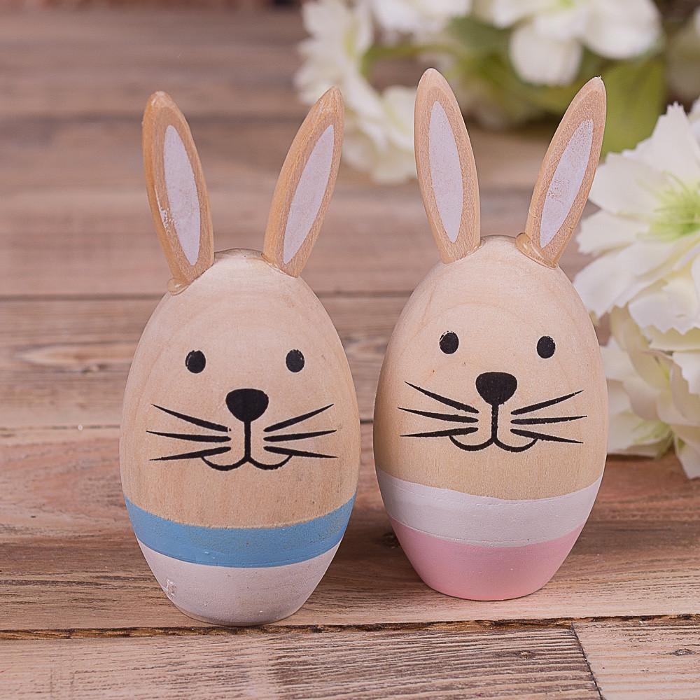 Статуэтка Зайчик-яйцо из дерева 2 шт. (2351)