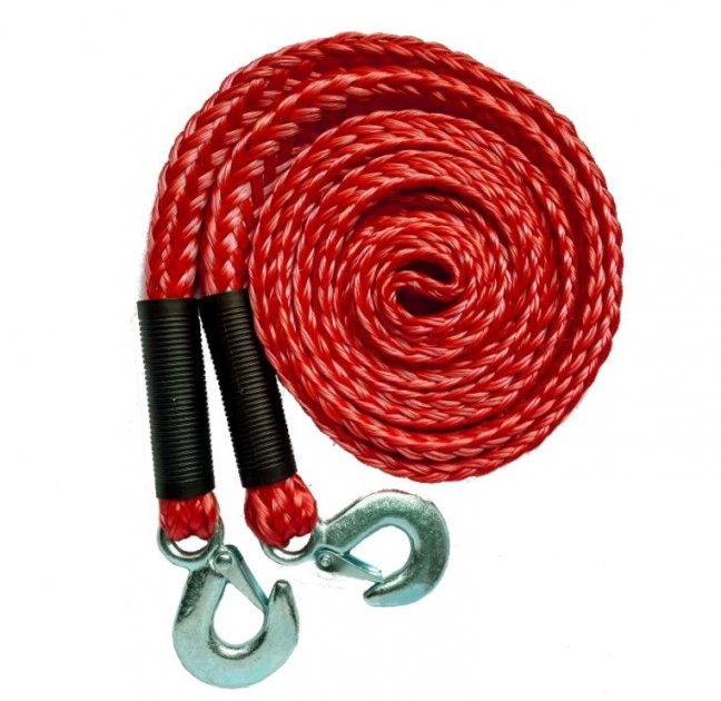 Трос буксировочний EL 101837 2.5 т 4 м гаком Червоний (28279090)