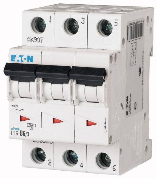 Автоматический выключатель Eaton PL6-C6/3 характеристика-C 3P 6А (286598)
