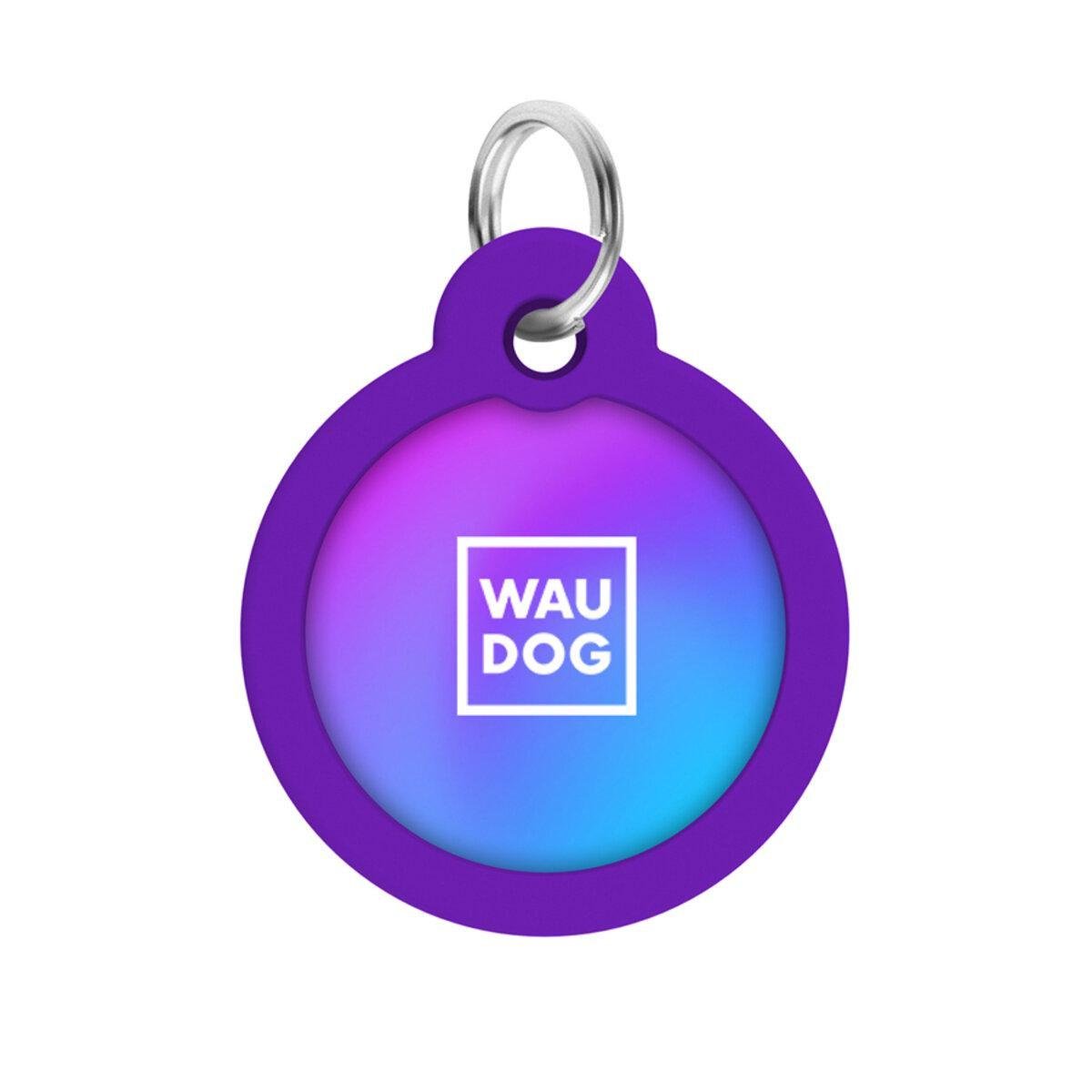 Адресник металлический для собак и кошек Waudog Smart ID Градиент фиолетовый с QR паспортом круг 30 мм (230-4034 Col)