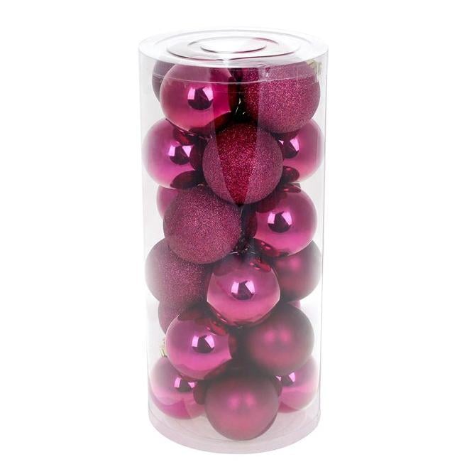 Набор пластиковых новогодних шаров Flora 24 шт. D-6 см (12438)