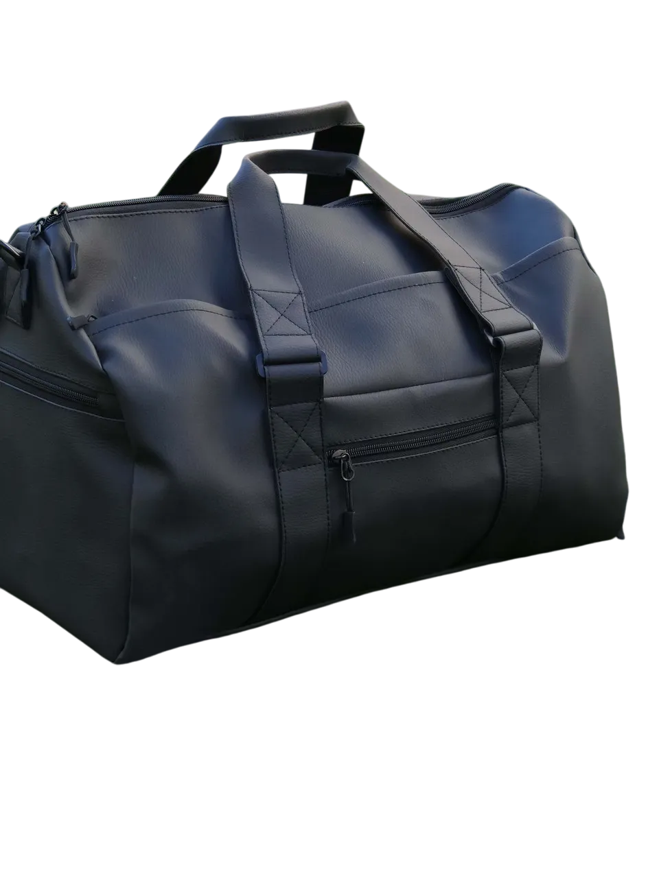 Спортивная сумка с отделом для обуви и карманом для мокрых вещей из экокожи Черный (2396633589)