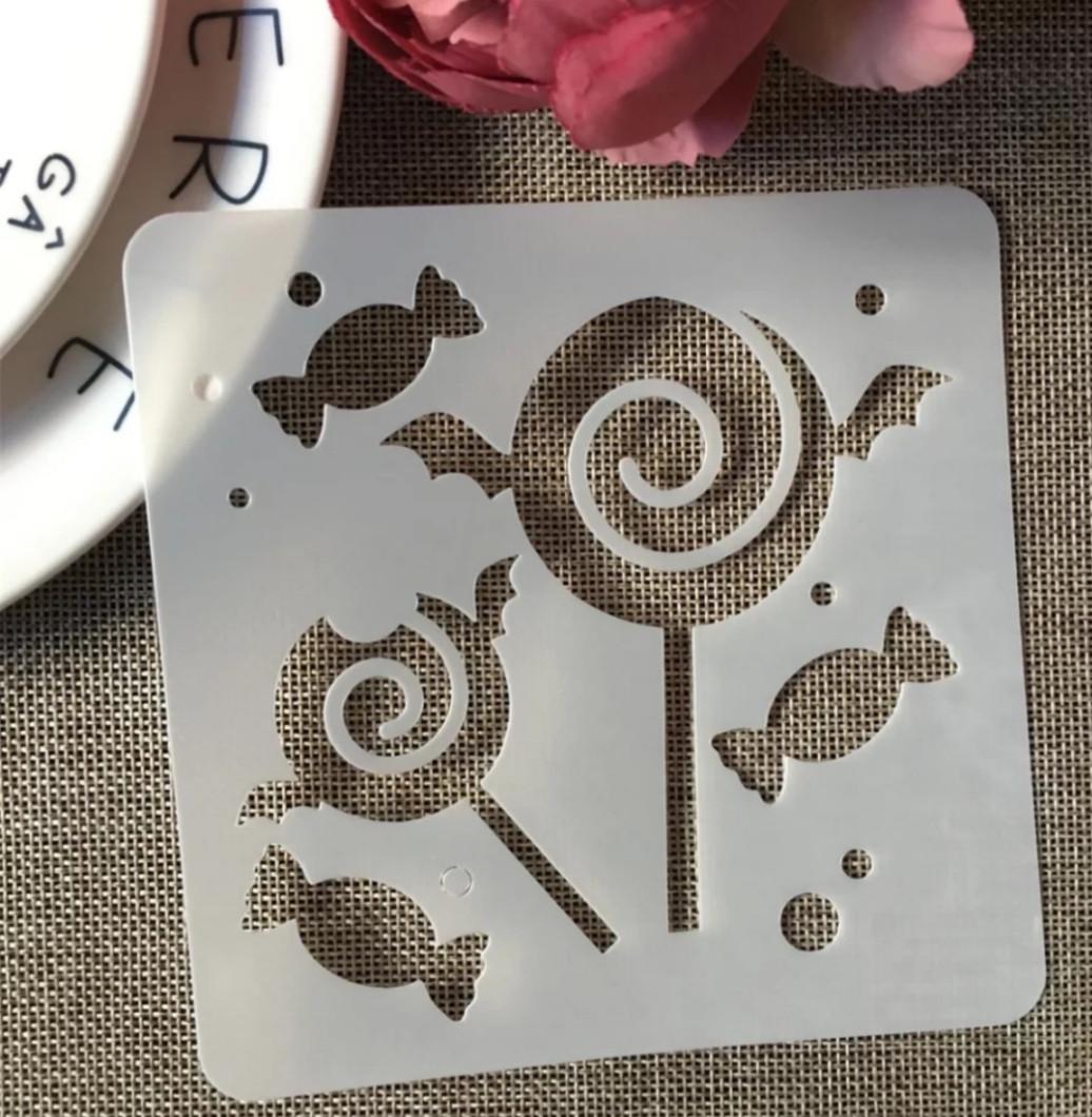 Трафарет для Хэллоуина Конфеты 13х13 см Серый (7615/15)