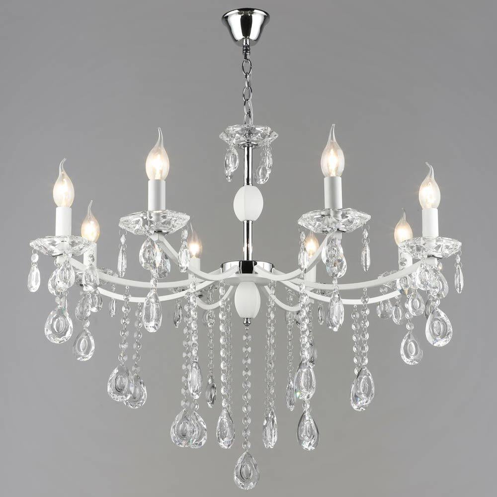 Люстра подвесная хрустальная свечи Lighthouse SRS-20118/8 WT+CH Белый/Хром (113699)