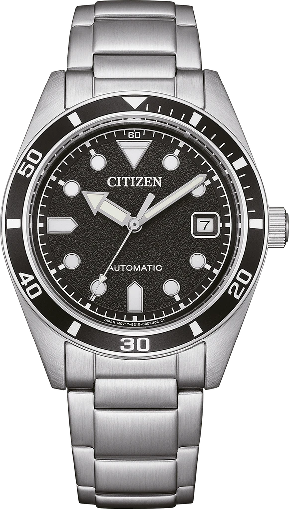 Наручные часы мужские Citizen NJ0221-50E механические со стальным корпусом/черным циферблатом и водозащитой 100 м