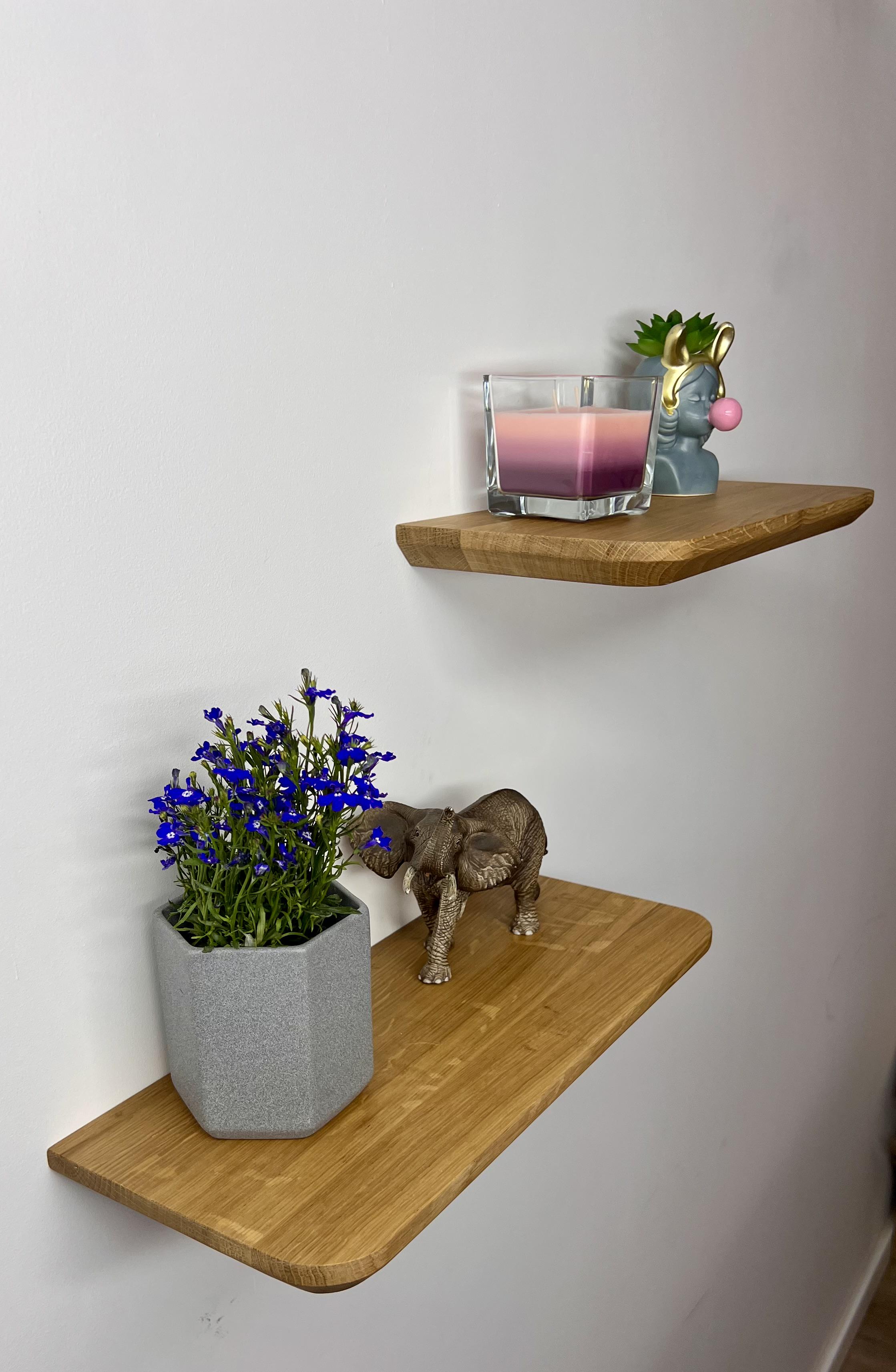 Полка настенная с кантовым краем и скрытым монтажом 25х110х400 мм 1 шт. Натуральный дуб