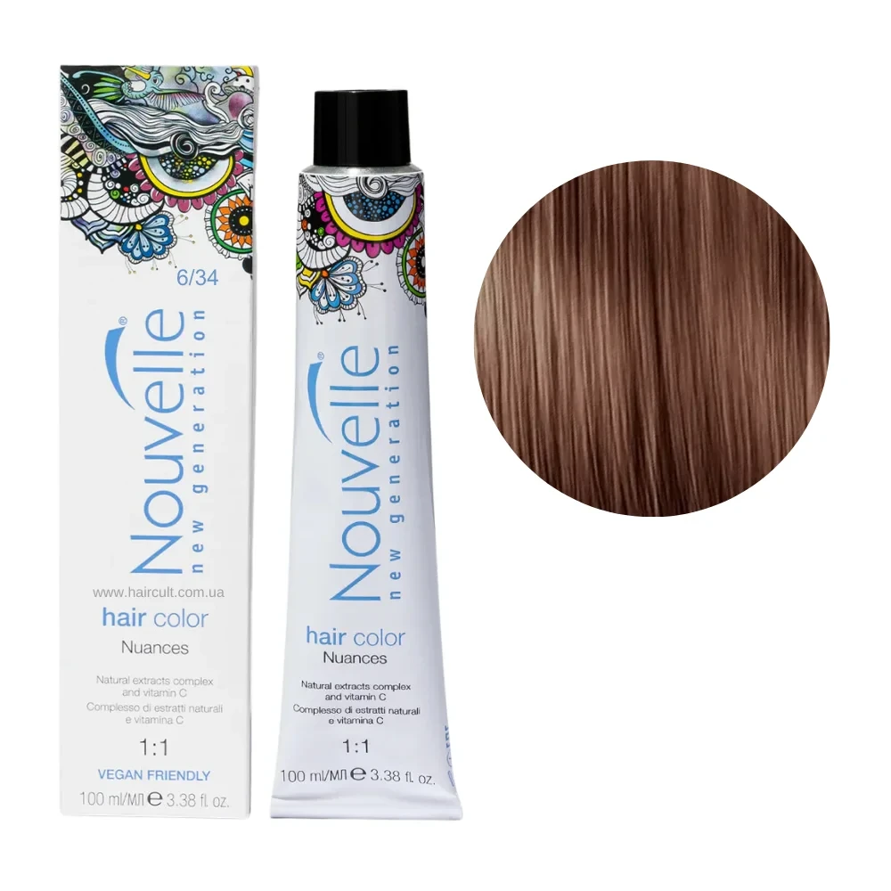 Краска для волос Nouvelle Hair Color 6/34 Темно-золотистый медно-русый 100 мл