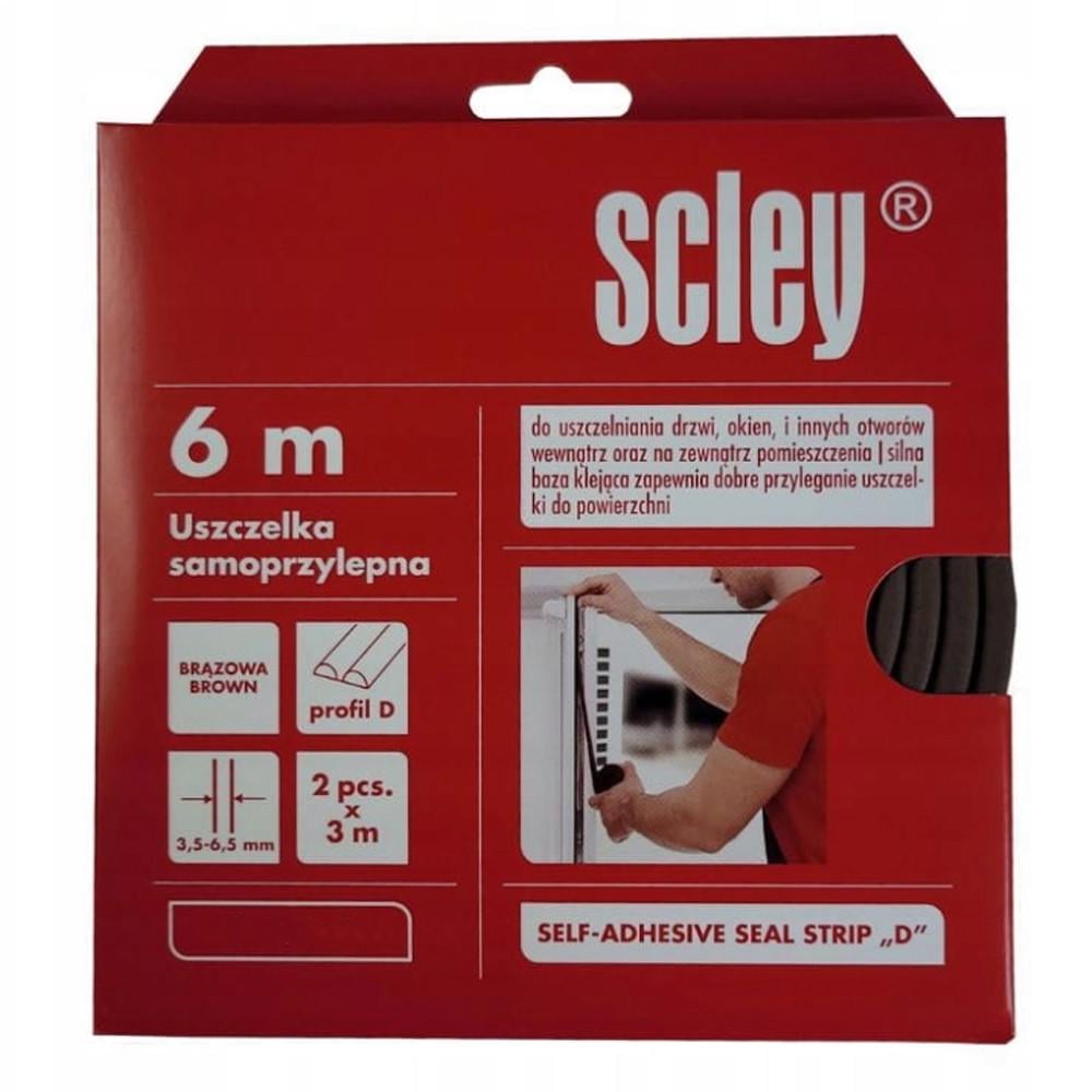Ущільнювач самоклеючий Scley для вікон та дверей профіль D 2x3 м Коричневий (2500863960)