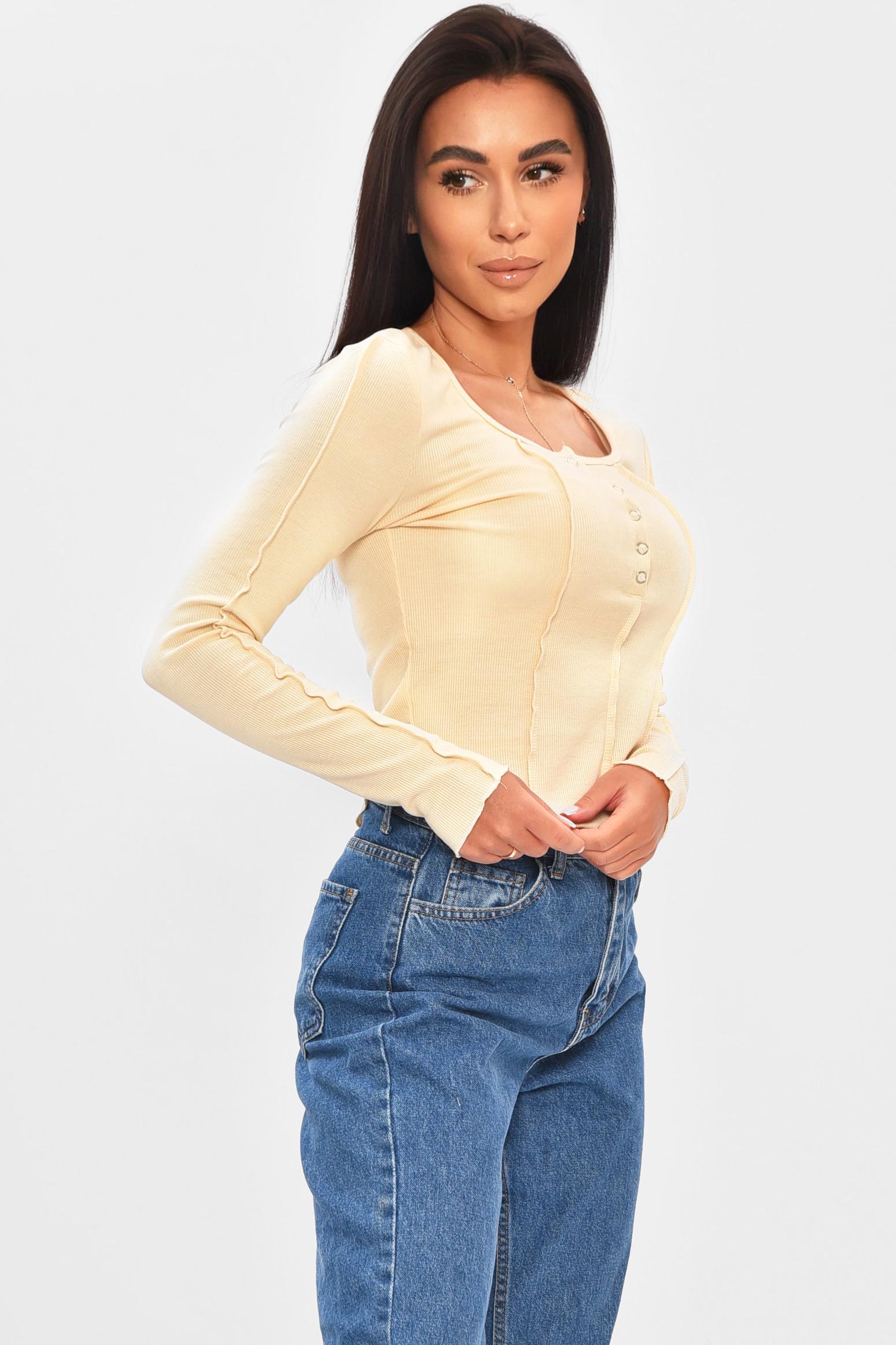 Кофта жіноча 204284 однотонна S-M Бежевий (204284_!324831_42-44) - фото 2 Кофта жіноча 204284 однотонна S-M Бежевий (204284_!324831_42-44) - фото 2