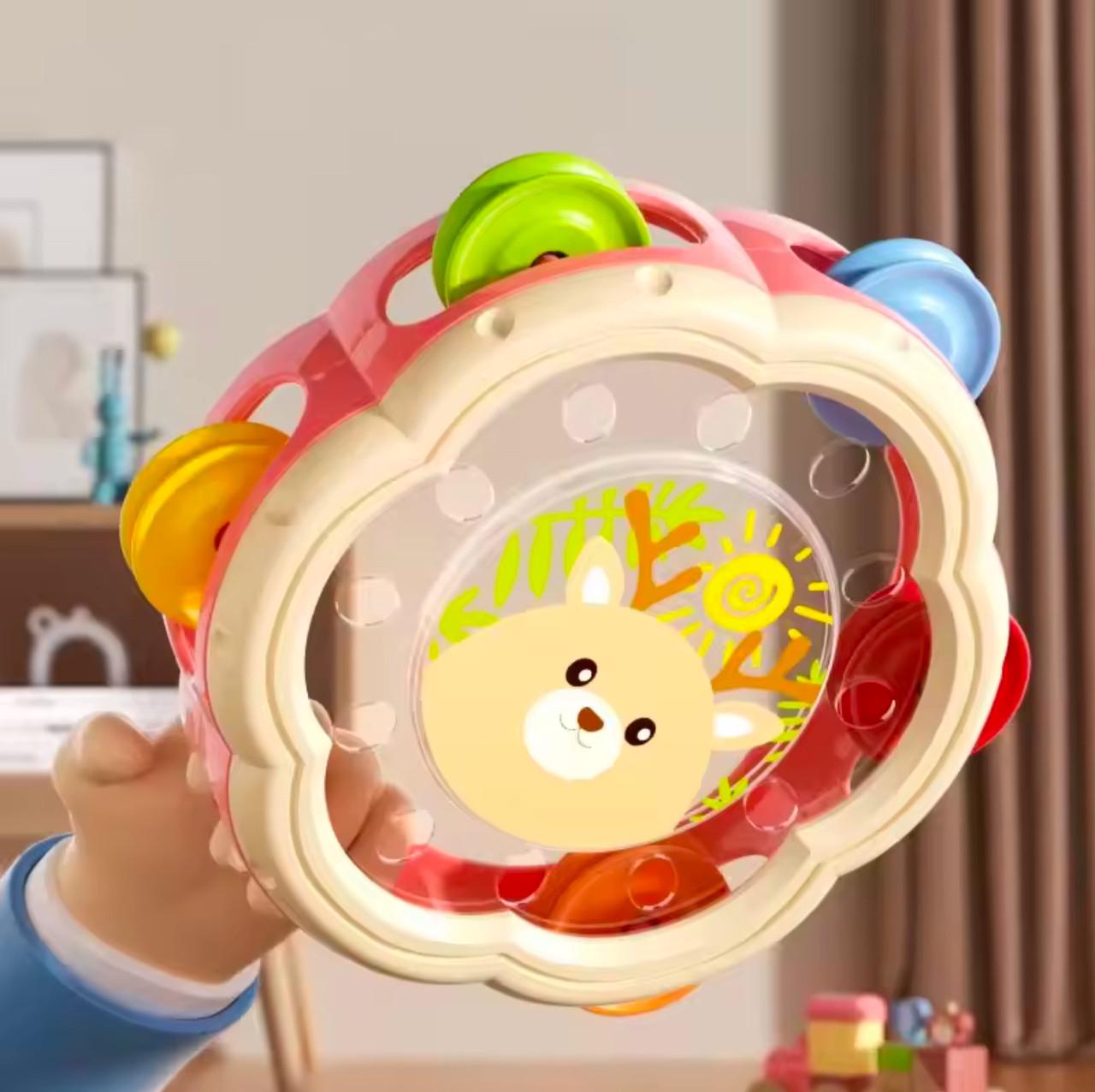 Дитячий бубон 17 см з дзвіночками та малюнком тигреня (75) - фото 3 Дитячий бубон 17 см з дзвіночками та малюнком тигреня (75) - фото 3